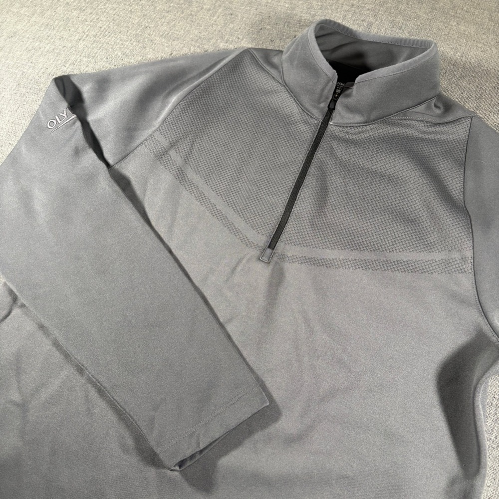 Nike Golf Pullover Mens Medium Gray Dri-FIT 1/4 Zip Mesh Panel Olympus Logo